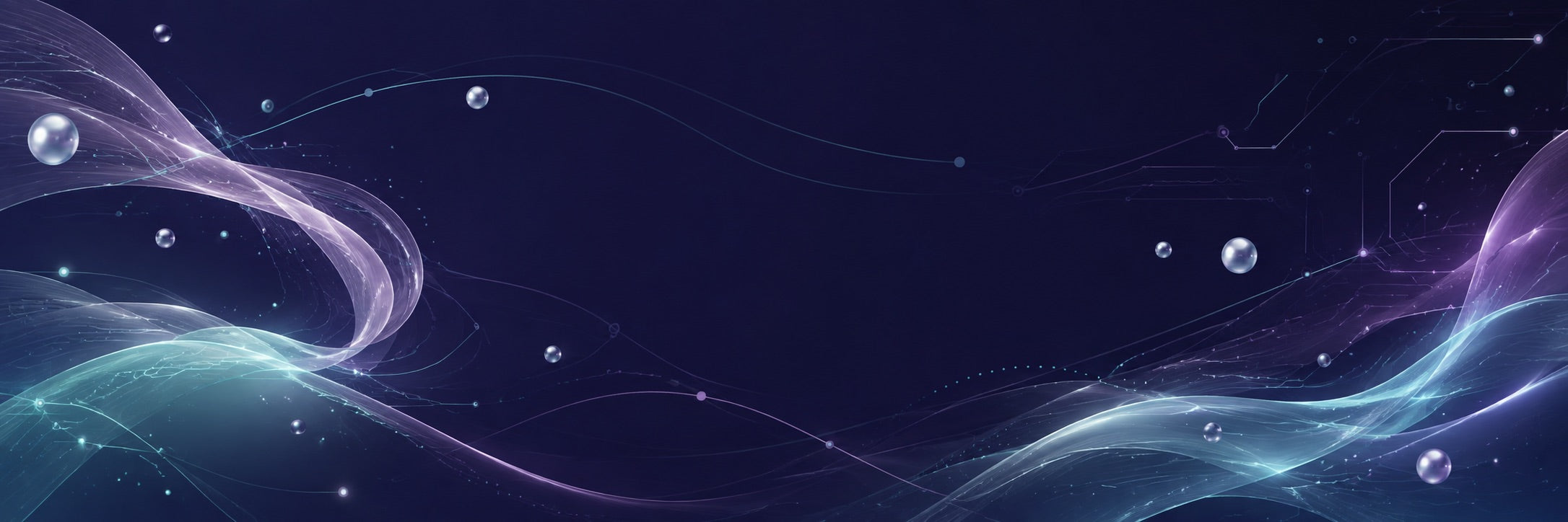 Abstract teal and purple waveform artwork.